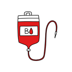 Fototapeta premium blood transfusion bag doodle icon, vector illustration