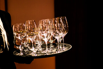 tray full with glesses