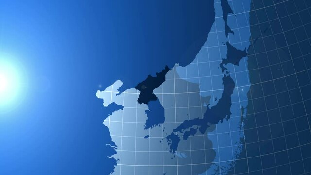 Korea North. Map. Zooming into Korea North on the globe.