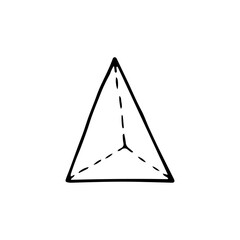 Triangle in  doodle style isolated on white background. Single geometric figure. Sign logo. Vector children school symbol. Simple cartoon outline illustration.