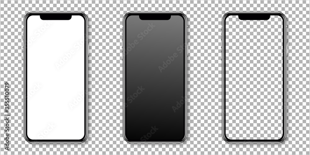 Poster realistic smartphone display mockup set. smartphone mockup isolated on transparent background. reali