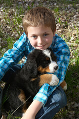 Boy and puppy