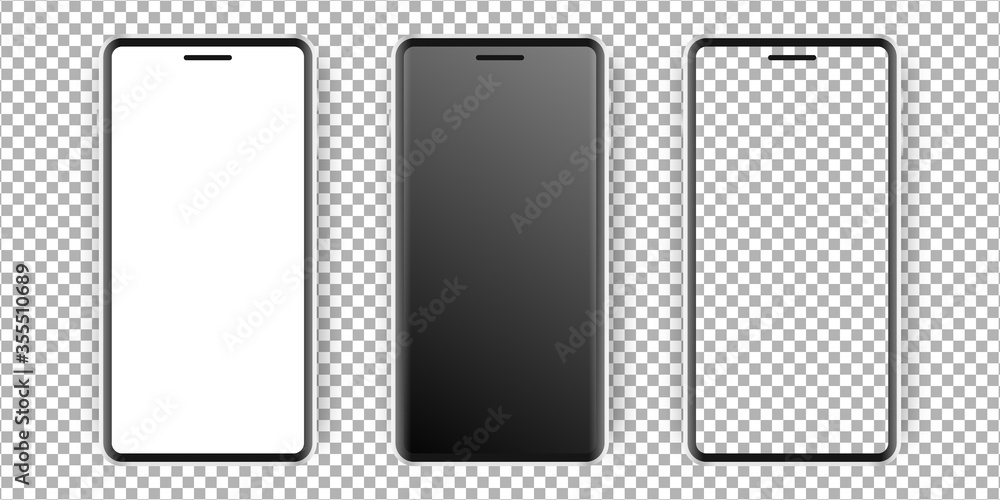 Poster realistic smartphone display mockup set. smartphone mockup isolated on transparent background. reali