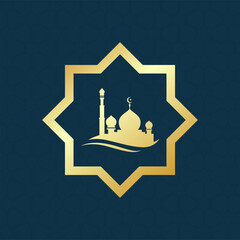 Islamic elements mosque gold color. Vector illustration