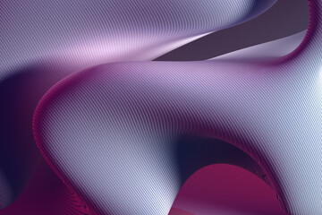 3d render of abstract art 3d background with wavy lines of surreal hills dunes or mountains valley in spherical round curve elegant smooth and soft forms in purple white and violet gradient color