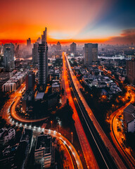 Bangkok city at sunrise time.