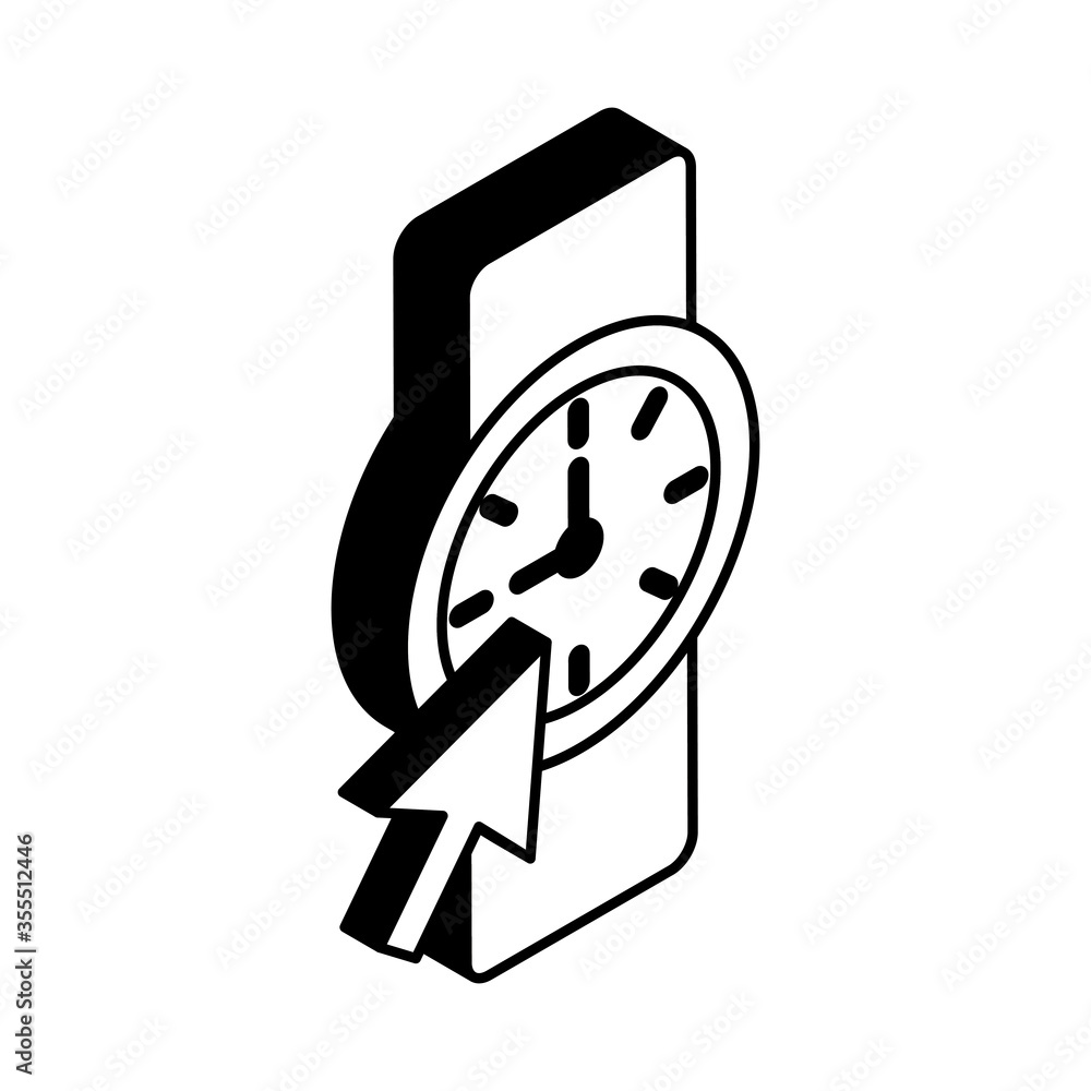 Poster watch with cursor arrow isometric style icon vector design
