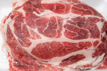 close up of sliced pork