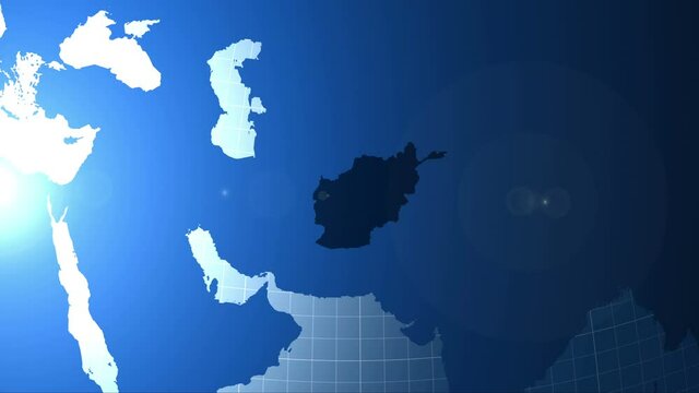 Afghanistan. Map. Zooming into Afghanistan on the globe.