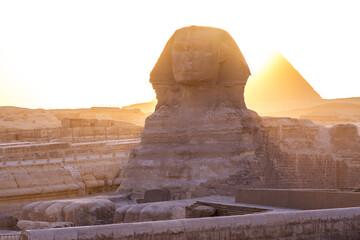 Great sphinx of Giza at sunset, Cairo, Egypt.