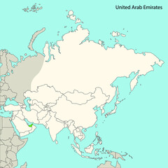 united arab emirates, asia continent map, vector illustration