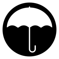 Open umbrella black and white icon rainy weather protection isolated vector illustration