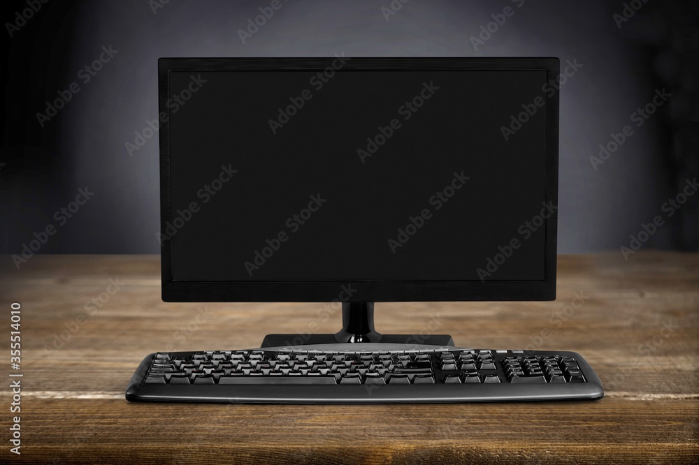 Aufkleber modern desktop computer and keyboard on desk