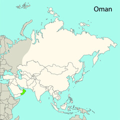 oman map, asia continent, vector illustration