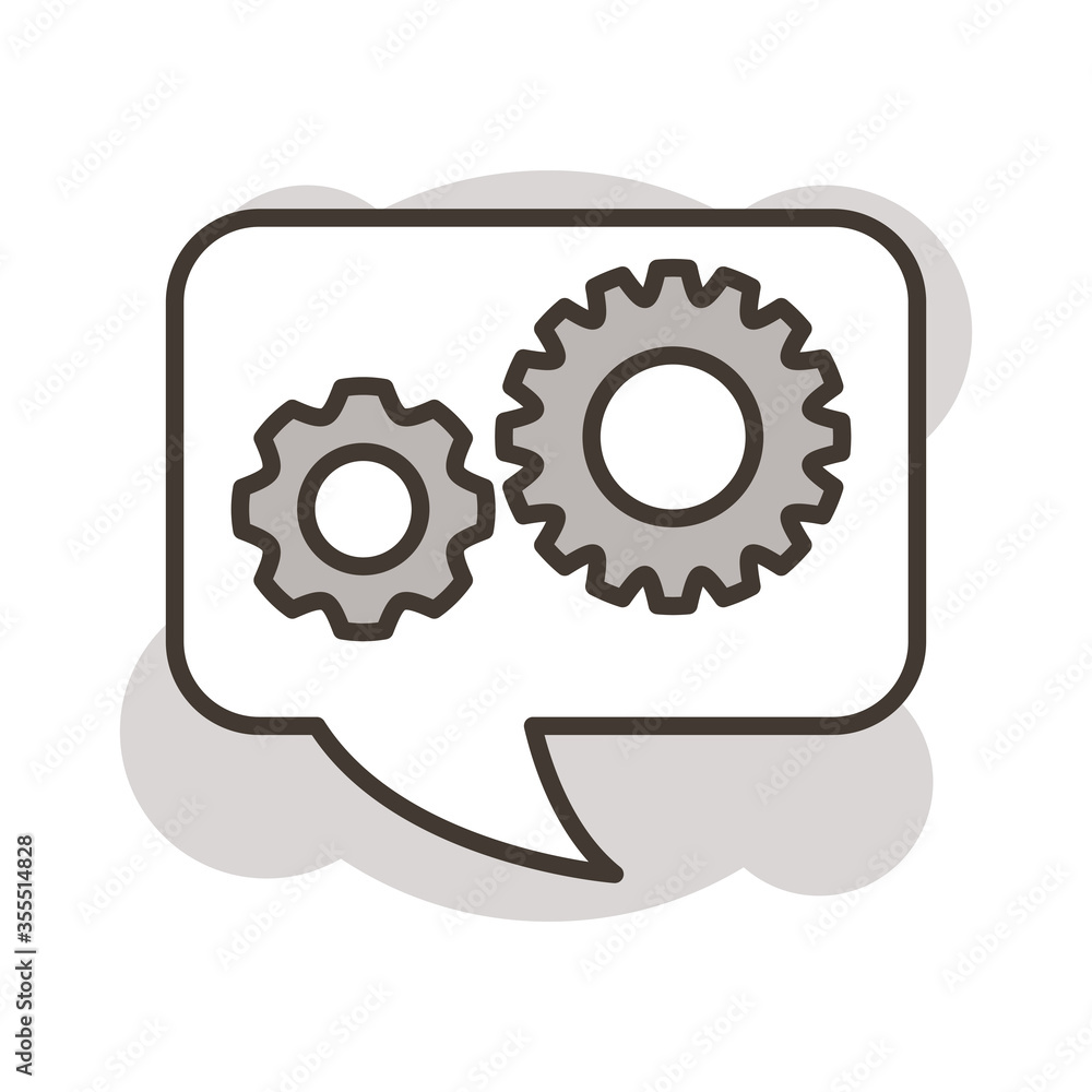 Poster speech bubble with gears line style