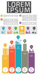 Flat ui design futuristic eco city infographics template with elements collection