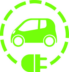 eco car icon or green car, electric car concept, vector illustration