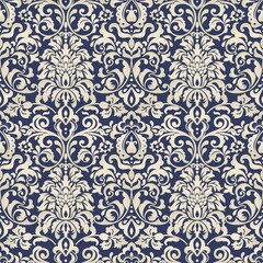 Seamless damask wallpaper. Seamless vintage pattern in Victorian style . Hand drawn floral pattern. Vector illustration