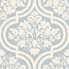 Seamless damask wallpaper. Seamless vintage pattern in Victorian style . Hand drawn floral pattern. Vector illustration