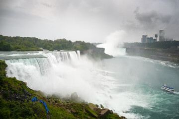 Tourists watching the rapids of the Niagara falls
