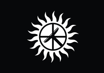 Abstract creative sun logo design, Summer Sun Logo, Sunburst icon sign symbol