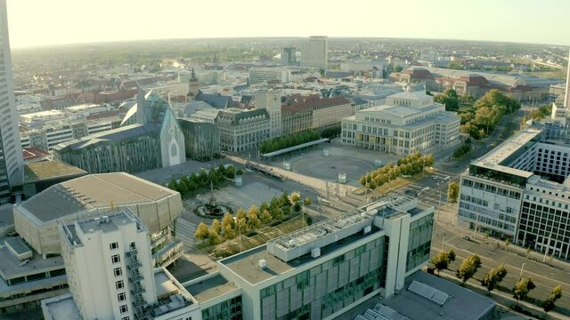 Top panoramic view over Leipzig in Saxony, Germany on a sunny day
