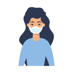 Woman avatar with medical mask vector design