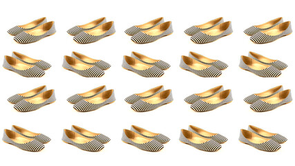 A set of variations of angles of women's summer shoes made of fabric in white and blue stripes, ballet flats, different perspectives, isolated on a white background. The concept of women's shoes © liveonsea