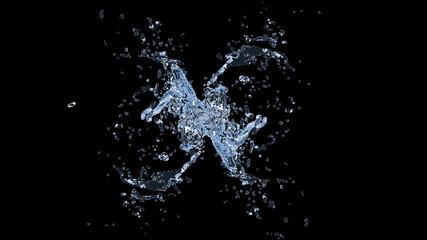 Obraz premium Water Splash on black background. Macro camera. 3d illustration.