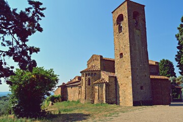 view of the external apsidal part of the 11th century Romanesque church of Santa Maria and San...