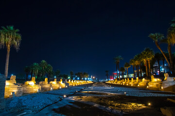 Ancient Luxor temple at sunset, UNESCO World Heritage site, Luxor, Egypt.