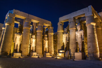 Ancient Luxor temple at sunset, UNESCO World Heritage site, Luxor, Egypt.