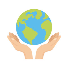 hands lifting world planet earth ecology