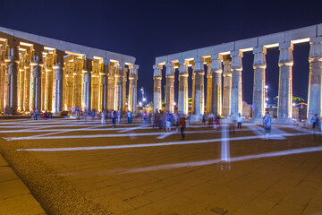 Ancient Luxor temple at sunset, UNESCO World Heritage site, Luxor, Egypt.