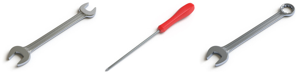 Tools in white background. 3D Illustration.