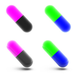 Collection of pills. 3D Illustration.