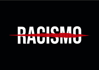 Stop racism sign in portuguese language, 