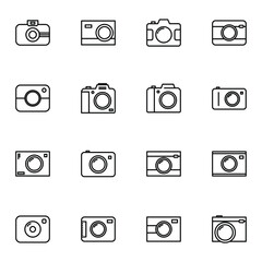 Camera, shutter, photograph icon set. Simple studio camera outline icon sign concept. 