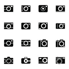Camera, shutter, photograph icon set. Simple studio camera solid icon sign concept. 