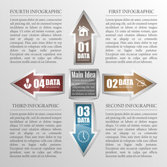 vector 4 arrow banners business infographic process diagram compare service banner presentatoin. Four steps to achieve this goal. Four glossy strip for your annotations. Four full-color sticker