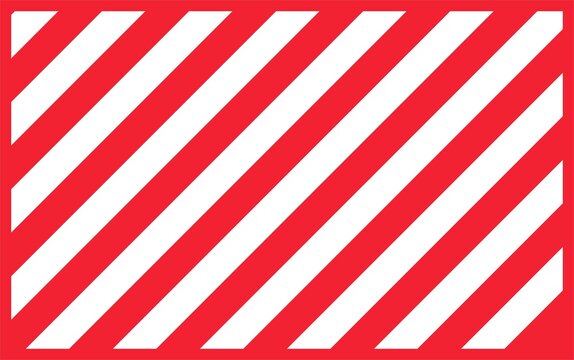Warning red sign with white rectangular lines. Abstract backdrop with diagonal red and white strips. Danger zone background. warning striped rectangular background, red and white stripes diagonally.