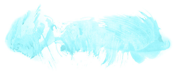 Abstract watercolor background hand-drawn on paper. Volumetric smoke elements. Blue-Green color. For design, web, card, text, decoration, surfaces.