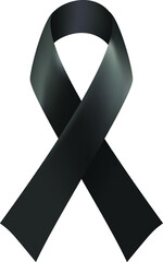 Realistic black ribbon as a sign of mourning and memory, awareness of the problems of melanoma, mourning and memory of events at the Virgin Polytechnic Institute.