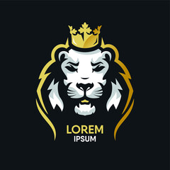 Lion king in crown logo template mascot sport or business logo 
