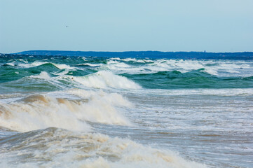 Hurricane makes big surf on the Baltic sea outside island of Gotland, Sweden