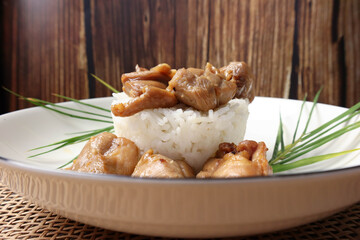 Grilled chicken with rice, chinese style.
