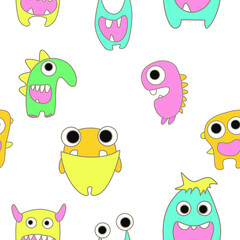 seamless pattern with monsters vector illustration