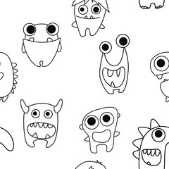 seamless pattern with monsters vector illustration