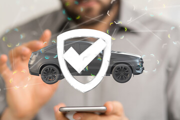 digital car technology smart in virtuel room.
