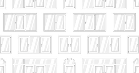 Seamless pattern with plastic windows. flat style. isolated on white background
